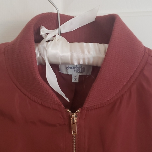 NWT Burgandy Matte Bomber Jacket - Picture 3 of 5